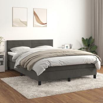 Vidaxl Samt Boxspringbett Dunkelgrau 140x190 cm mit Matratze