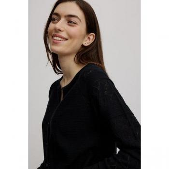 Bio-Damen-Ajour-Ärmel Strickjacke – Black, L