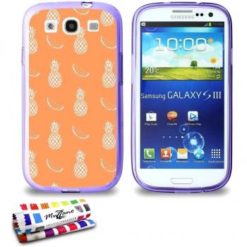 Carcasa Elegante y Duradera Samsung Galaxy S3 Motivo Piña‑Sandía Violeta – MUZZANO, Estilete y Paño