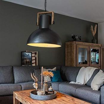 Industrial Pendant Lamp – Dark Grey & Mango Wood