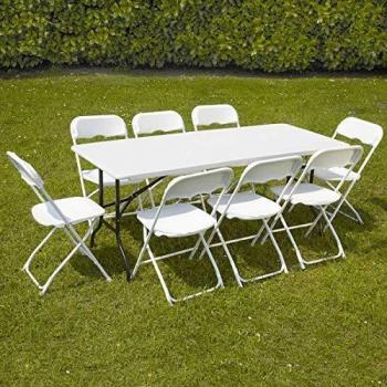 Set da giardino con tavolo e sedie pieghevoli 180 cm