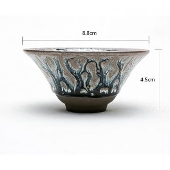Jianzhan Naturbaum‑Design Tasse – Handlos, grauer Tonne
