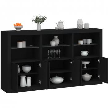 VidaXL modernes Sideboard mit LED-Beleuchtung Schwarz 181,5x37x100 cm