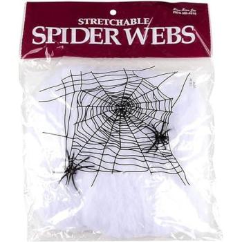 Shatchi 5-Unit Halloween Spider Web Collection – White Stretchable Cobwebs + 4 Spiders