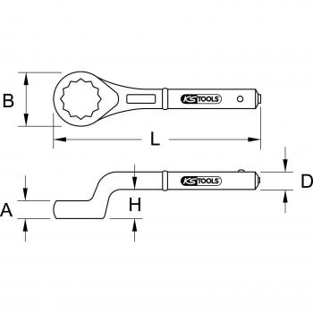 Chiave a Gomito KS Tools 70 mm con Anello di Trazione BRONZEplus