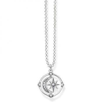 Collier Argent Blanc Étoile et Lune