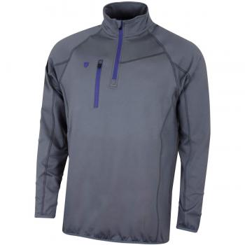 Island Green Men's 2X-Large Half Zip Mid Layer, IGMID1886 – Bedrock Grey/Estoril Blue