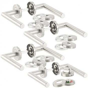 Panneau de poignée en inox, double pêne, rosace – Variante AGT