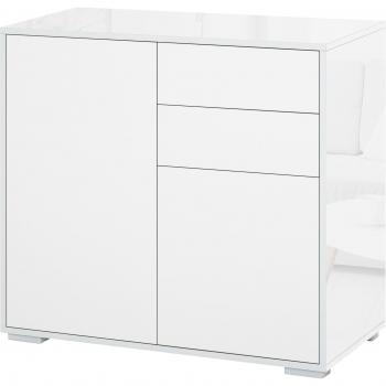 Buffet de rangement à deux tiroirs et deux portes – Blanc, 79×36×74 cm, design HOMCOM