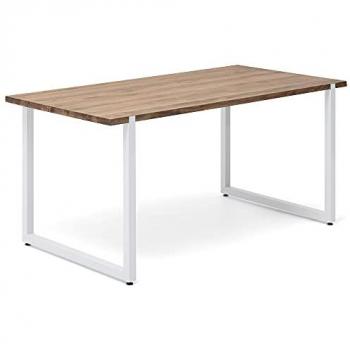 Uley – Table de salle à manger industrielle, Bois massif, Couleur blanc, 140x80x76 cm