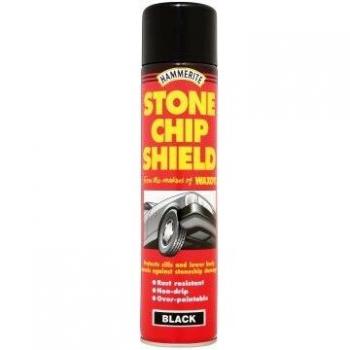 Hammerite Stone Chip Shield Aerosol Spray Paint, Black – Pack of 2 x 600ml