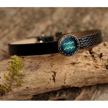 Bracelet en cuir vintage Simple12, cabochon constellation, ajustable