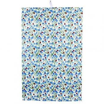 Gisela Graham Ladybird Tea Towel, 100% Cotton, Forget‑Me‑Not Design