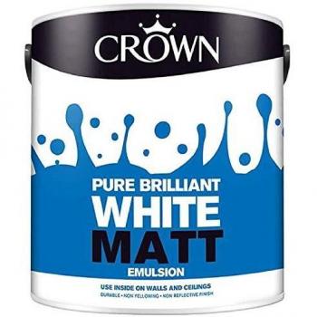 2.5L Crown Matt Emulsion Wall & Ceiling Pure Brilliant White Low Odour