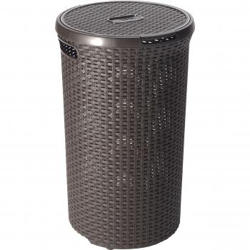 CURVER Coffre à linge rond 48L chocolat