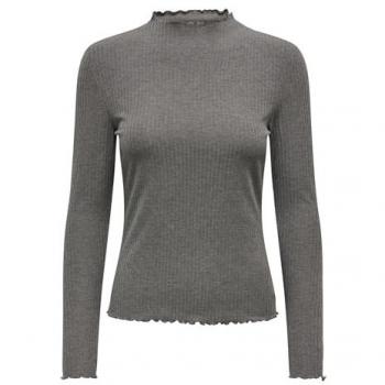 T-shirt Only Emma a collo alto con bordi ondulati