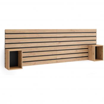Tête de lit avec tables de chevet, 214 × 3 × 70 cm – Lit 120‑160 cm – Chêne – RF3569 (répété)