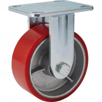 Draper 125mm Dia Fixed Plate Heavy Duty Polyurethane Wheel