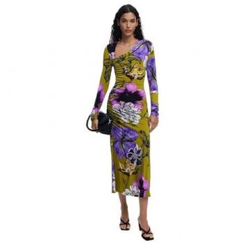 Abito da Giorno Desigual “Neckline” in Viscosa Verde XL – Progettato da Mr. Christian Lacroix