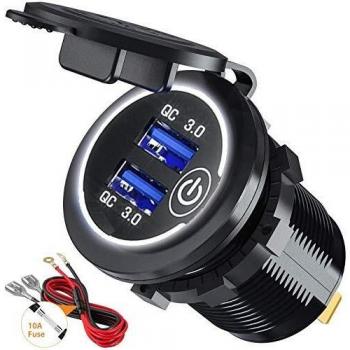 GemCoo Presa USB Doppia per Auto 12V/24V 36W con LED Indicazione