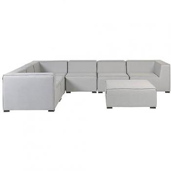Set salon extérieur en gris clair, configuration 7 places et angle droit – Arezzo