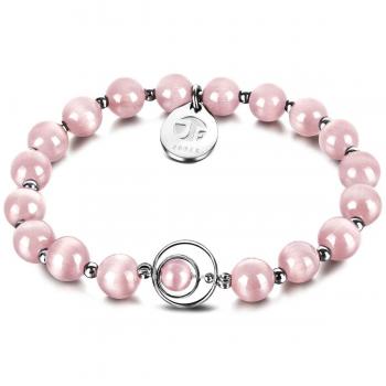 JOXFA Blessing Gem Beaded Bracelet, 8mm Cat Eye Stone Beads Bracelet Handmade Rounds Healing Crystal Gemstone Beads Jewelry Elastic Stretch Charm Bracelets Gift for Women Men Girls (Mist Rose)