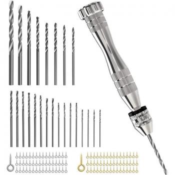Taladro de mano con kit de 24 brocas y 100 pernos para llaveros de madera