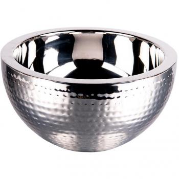 Saladier double paroi martelé 27 cm en inox argenté