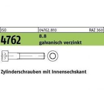 Zylinderschraube ISO 4762 8.8 M 5x60 mit Innensechskant galvanisch verzinkt galZn VE=200St