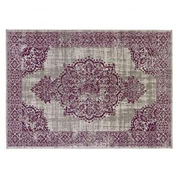 Raspberry Pink Floral Flatweave Medallion Rug