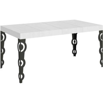 Table Extensible Design Karamay 140/400 cm Frêne Blanc Pieds Anthracite
