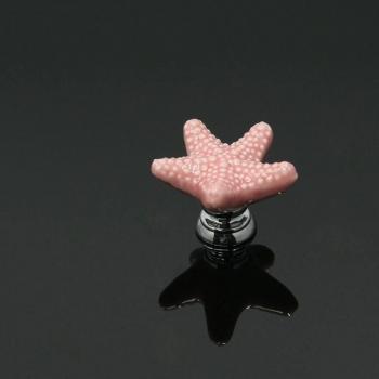 Cajón Vibrante: Perilla Cerámica Starfish en Rojo, Rosa y Amarillo