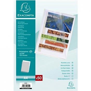Exacompta 5850E 50er Pack PP-Kunststoff Aktenhüllen für DIN A4 transparent genarbt oben und seitlich