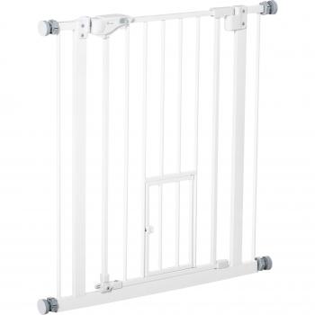 Cancelletto Cani Regolabile con Porta Piccola 74-80x76.2cm Bianco