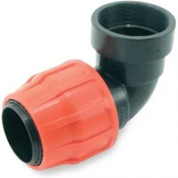 Layfla Vortex 90‑Degree 63 mm Dual‑Half‑Inch Elbow – 10 bar Female