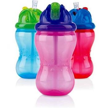 Soft Flip-It Trinkhalmflasche mit Click-It-Verschluss 3fach sortiert von Nuby türkis