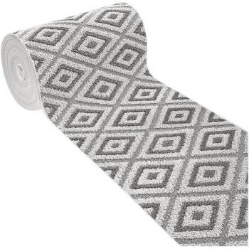 Tapis de cuisine en tissu doux, format 1 m, motif losange 3D, antidérapant, gris