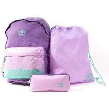 Set Escolar y Deportivo “Umbro BTS”: Mochila, Bolsillo de Gimnasio y Estuche de Artículos – Savia y Vino