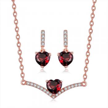 Zhouyang Engagement Schmuckset mit rotem Herz Anhänger