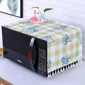 Dustproof Microwave Oven Cover with 2 Pouches, Lace Polyester 35*95cm