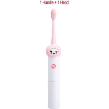 Kids Non-Rechargeable Cartoon Electric Toothbrush IPX7 Waterproof Ultrasonic with Replacement Brush Head
