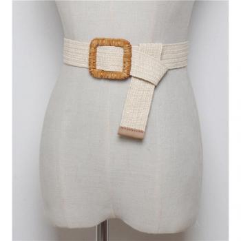 Cinturón vintage de cuerda trenzada para mujer, hebilla circular, BZ140