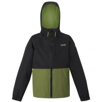 Regatta Hanleigh II Kids Waterproof Shell Black-Nephrite Green Size 5-6