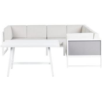 Set Esterno Beliani Cuscini Tavolino Bianco Alluminio Sporco