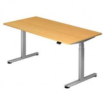 Flexibler Schreibtisch elektrisch 160x80 cm Buche/Silber