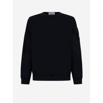 Sweatshirt STONE ISLAND Noir à col rond avec poche en coton bio