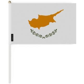 Bandera Mini Chipre 14x21 Poliéster Resistente Impresión Recto y Verso Multicolor