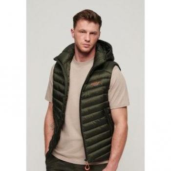 Superdry Chaleco Fuji Verde Hombre, Chaqueta de Campo Acabado Khaki