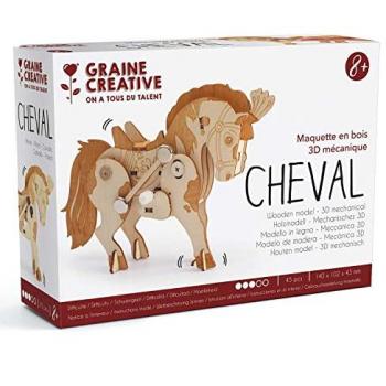 Graine Créative – Mechanisches 3D‑Holzpuzzle – Pferd
