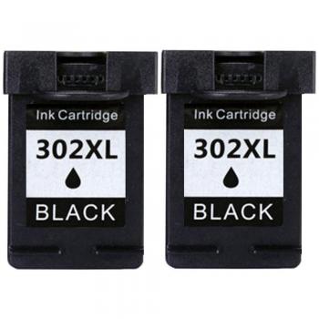Jalee Remanufactured HP 302XL Black Cartridge Duo